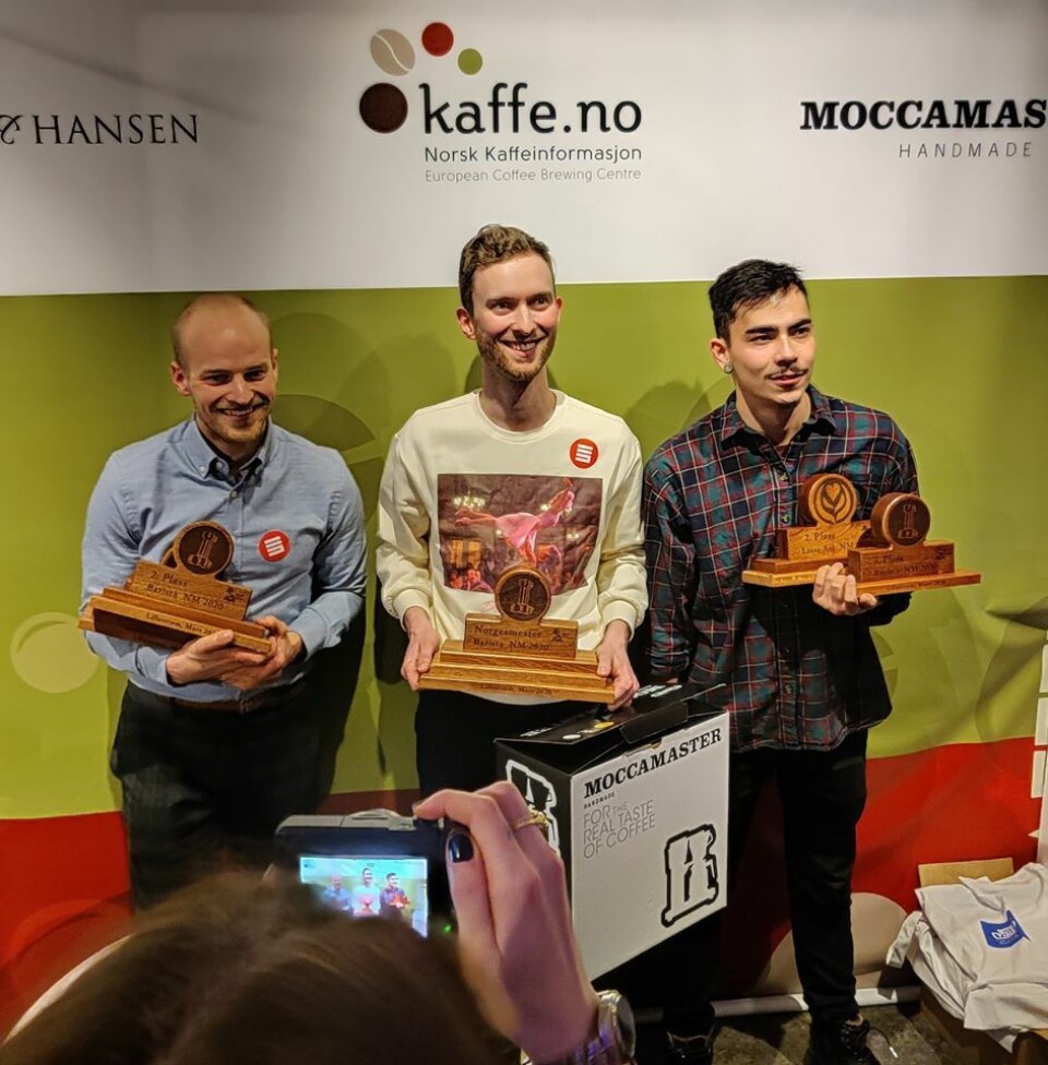 Fra venstre: Christian Nesset, Adrian Berg og Alexander Monsen. Foto FOTO: NORSK KAFFEINFORMASJON