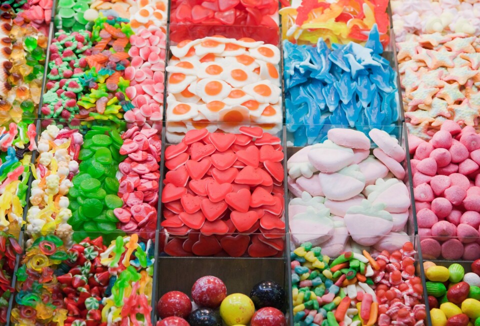 Various colour jelly candy in a market